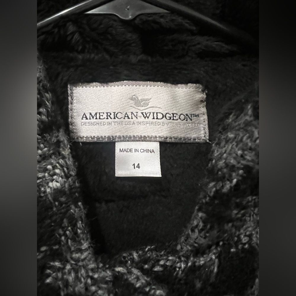 American Widgeon Hooded Princess black Coat Faux Fur Girls size 14 - Picture 3 of 9